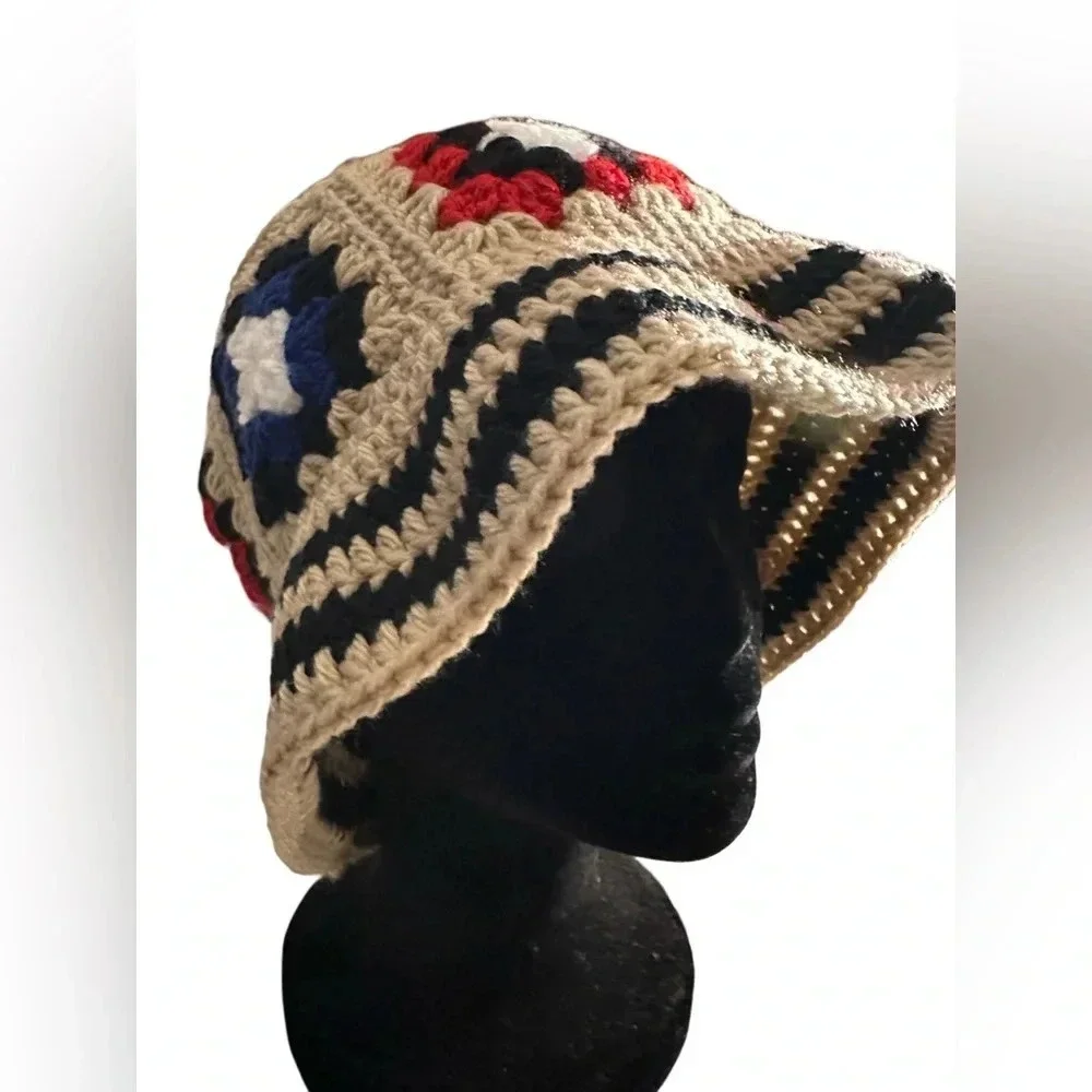 New Hand Crochet Unisex Granny Squares Bucket Hat